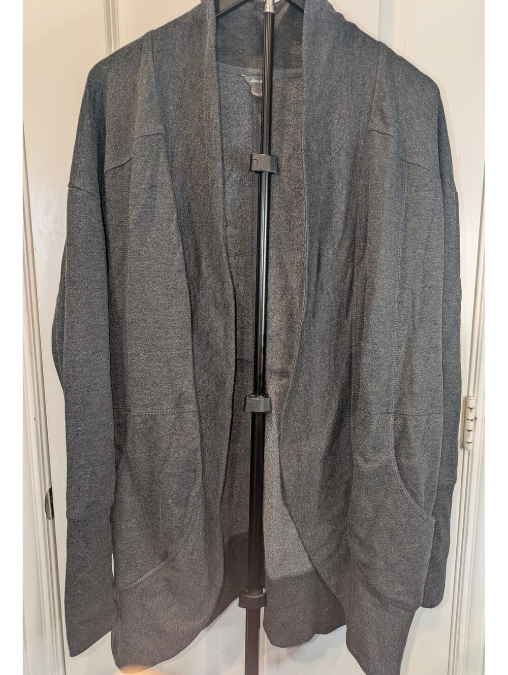 Eddie Bauer Camp Fleece Wrap Cardigan 2XL Gray Thumb Holes